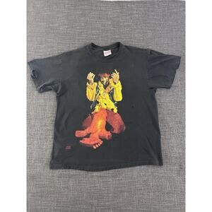 Vintage Distressed Worn-in 1991 Jimi Hendrix Burning Guitar Shirt Size L